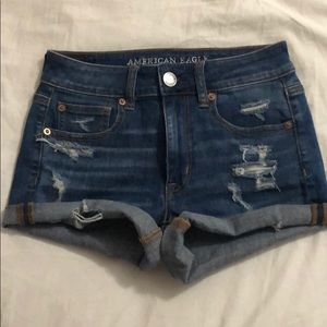 AE Hi-Rise Shortie Distressed Jean Shorts NWOT